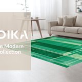 Ultra Soft Area Rug, Non Slip, Stain Resistant, Washable Area Rugs for Living Room, Bedroom, Rustic Geometric Wave Design(Green)