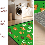 Ultra Soft Area Rug, Non Slip, Stain Resistant, Washable Area Rugs for Living Room, Bedroom, Whimsical Animal Track Motif(Green)