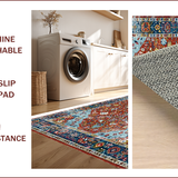 Ultra Soft Area Rug, Non Slip, Stain Resistant, Washable Area Rugs for Living Room, Bedroom, Tribal Earthy Geometric Harmony(Red)