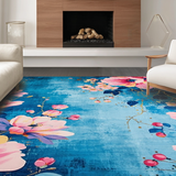 Ultra Soft Area Rug, Non Slip, Stain Resistant, Washable Area Rugs for Living Room, Bedroom, Cozy Earthy Symmetrical Patterns(Blue)
