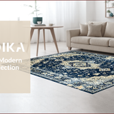 Ultra Soft Area Rug, Non Slip, Stain Resistant, Washable Area Rugs for Living Room, Bedroom, Rustic Textured Abstract Motif(Blue)