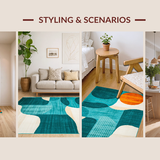 Whimsical Teal and Orange Swirls(Blue)