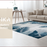 Ultra Soft Area Rug, Non Slip, Stain Resistant, Washable Area Rugs for Living Room, Bedroom, Tropical Leaf Vintage Elegance(Blue)