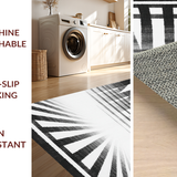 Ultra Soft Area Rug, Non Slip, Stain Resistant, Washable Area Rugs for Living Room, Bedroom, Modern Jungle Theme Flooring With Striking Monochromatic Optical Illusion(Black)