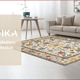 Ultra Soft Area Rug, Non Slip, Stain Resistant, Washable Area Rugs for Living Room, Bedroom, Soft Textured Rustic Pattern(Beige)