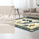Ultra Soft Area Rug, Non Slip, Stain Resistant, Washable Area Rugs for Living Room, Bedroom, Vintage Coastal Mermaid Illustration(Gold)