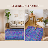 Ultra Soft Area Rug, Non Slip, Stain Resistant, Washable Area Rugs for Living Room, Bedroom, Radiant Colorful Artisan Design(Purple)