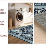 Ultra Soft Area Rug, Non Slip, Stain Resistant, Washable Area Rugs for Living Room, Bedroom, Chic Floral Medallion Design(Blue)