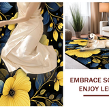 Ultra Soft Area Rug, Non Slip, Stain Resistant, Washable Area Rugs for Living Room, Bedroom, Bold Black and Yellow Petals(Yellow)