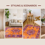 Ultra Soft Area Rug, Non Slip, Stain Resistant, Washable Area Rugs for Living Room, Bedroom, Artful Abstract Patterned Delight(Orange)