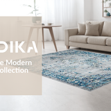 Ultra Soft Area Rug, Non Slip, Stain Resistant, Washable Area Rugs for Living Room, Bedroom, Vibrant Rustic Trellis Artwork(Blue)