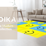 Ultra Soft Area Rug, Non Slip, Stain Resistant, Washable Area Rugs for Living Room, Bedroom, Cheerful Criss-Cross Rainbow Theme(Yellow)