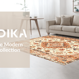 Ultra Soft Area Rug, Non Slip, Stain Resistant, Washable Area Rugs for Living Room, Bedroom, Rustic Circular Distressed Pattern(Ivory)