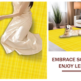 Ultra Soft Area Rug, Non Slip, Stain Resistant, Washable Area Rugs for Living Room, Bedroom, Sunny Checkered Modern Aesthetic(Yellow)