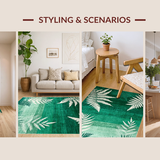 Ultra Soft Area Rug, Non Slip, Stain Resistant, Washable Area Rugs for Living Room, Bedroom, Elegant Wavy Green Aesthetic(Green)