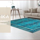 Ultra Soft Area Rug, Non Slip, Stain Resistant, Washable Area Rugs for Living Room, Bedroom, Elegant Nature-Infused Print Design(Blue)