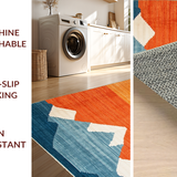Ultra Soft Area Rug, Non Slip, Stain Resistant, Washable Area Rugs for Living Room, Bedroom, Chic Contemporary Color Play(Orange)
