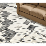 Ultra Soft Area Rug, Non Slip, Stain Resistant, Washable Area Rugs for Living Room, Bedroom, Ivory Black Geometric Bedroom Fringe Carpet(Beige)