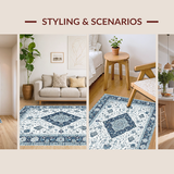 Ultra Soft Area Rug, Non Slip, Stain Resistant, Washable Area Rugs for Living Room, Bedroom, Luxurious Abstract Ethnic Patterns(White)