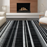 Ultra Soft Area Rug, Non Slip, Stain Resistant, Washable Area Rugs for Living Room, Bedroom, Chic Black and White Geometric Rug, Handcrafted Design for Modern Decor(Black)