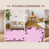 Ultra Soft Area Rug, Non Slip, Stain Resistant, Washable Area Rugs for Living Room, Bedroom, Bright Cheerful Butterfly Fantasy(Pink)