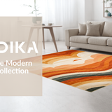 Ultra Soft Area Rug, Non Slip, Stain Resistant, Washable Area Rugs for Living Room, Bedroom, Sophisticated Cozy Symmetrical Design(Orange)