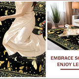 Ultra Soft Area Rug, Non Slip, Stain Resistant, Washable Area Rugs for Living Room, Bedroom, Mystical Black Gold Organic Motif(Black)