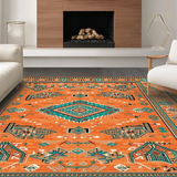 Ultra Soft Area Rug, Non Slip, Stain Resistant, Washable Area Rugs for Living Room, Bedroom, Dynamic Colorful Trellis Elements(Orange)