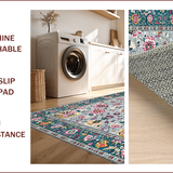 Ultra Soft Area Rug, Non Slip, Stain Resistant, Washable Area Rugs for Living Room, Bedroom, Chic Vintage Floral Arrangement(Gray)
