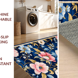 Ultra Soft Area Rug, Non Slip, Stain Resistant, Washable Area Rugs for Living Room, Bedroom, Artful Ogee Floral Aesthetic(Blue)