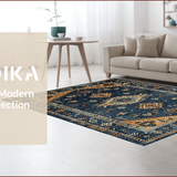 Ultra Soft Area Rug, Non Slip, Stain Resistant, Washable Area Rugs for Living Room, Bedroom, Elegant Earthy Distressed Aesthetic(Blue)