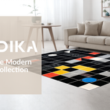 Ultra Soft Area Rug, Non Slip, Stain Resistant, Washable Area Rugs for Living Room, Bedroom, Playful Monochrome Geometric Design(Black)