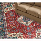 Ultra Soft Area Rug, Non Slip, Stain Resistant, Washable Area Rugs for Living Room, Bedroom, Rustic Floral Medallion Motif(Red)