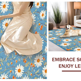 Ultra Soft Area Rug, Non Slip, Stain Resistant, Washable Area Rugs for Living Room, Bedroom, Charming Floral Motif in Pastel(Blue)