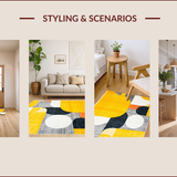 Ultra Soft Area Rug, Non Slip, Stain Resistant, Washable Area Rugs for Living Room, Bedroom, Vibrant Modern Abstract Composition(Yellow)