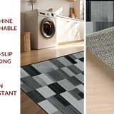 Ultra Soft Area Rug, Non Slip, Stain Resistant, Washable Area Rugs for Living Room, Bedroom, Chic Black Geometric Styling(Gray)