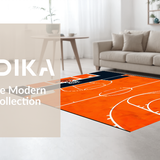 Ultra Soft Area Rug, Non Slip, Stain Resistant, Washable Area Rugs for Living Room, Bedroom, Bold Orange Sphere with Athletic Flair(Orange)