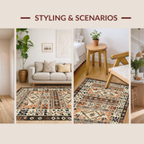 Ultra Soft Area Rug, Non Slip, Stain Resistant, Washable Area Rugs for Living Room, Bedroom, Vibrant Retro Ogee Style(Beige)