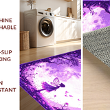Ultra Soft Area Rug, Non Slip, Stain Resistant, Washable Area Rugs for Living Room, Bedroom, Radiant Moonbeam Floral Theme(Purple)