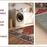 Ultra Soft Area Rug, Non Slip, Stain Resistant, Washable Area Rugs for Living Room, Bedroom, Elegant Distressed Floral Design(Red)