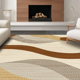 Ultra Soft Area Rug, Non Slip, Stain Resistant, Washable Area Rugs for Living Room, Bedroom, Vibrant Abstract Swirling Lines(Beige)