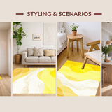 Ultra Soft Area Rug, Non Slip, Stain Resistant, Washable Area Rugs for Living Room, Bedroom, Contemporary Yellow Sunburst(Yellow)