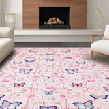 Ultra Soft Area Rug, Non Slip, Stain Resistant, Washable Area Rugs for Living Room, Bedroom, Delicate Butterfly Scalloped Aesthetic(Pink)