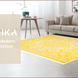 Ultra Soft Area Rug, Non Slip, Stain Resistant, Washable Area Rugs for Living Room, Bedroom, Elegant Yellow Ivory Geometric Style(Yellow)