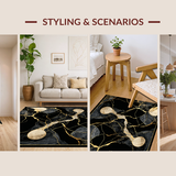 Ultra Soft Area Rug, Non Slip, Stain Resistant, Washable Area Rugs for Living Room, Bedroom, Striking Contemporary Tiled Design(Black)
