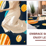 Ultra Soft Area Rug, Non Slip, Stain Resistant, Washable Area Rugs for Living Room, Bedroom, Plush Outer Space Area Rug with Planets Design(Blue)