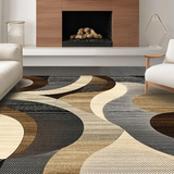 Ultra Soft Area Rug, Non Slip, Stain Resistant, Washable Area Rugs for Living Room, Bedroom, Contemporary Soft Toned Swirls(Beige)
