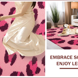 Ultra Soft Area Rug, Non Slip, Stain Resistant, Washable Area Rugs for Living Room, Bedroom, Fluffy Pink Leopard Rug for Girls Bedroom(Pink)