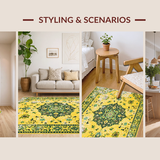 Ultra Soft Area Rug, Non Slip, Stain Resistant, Washable Area Rugs for Living Room, Bedroom, Rustic Bright Nature-Inspired Pattern(Yellow)