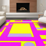Ultra Soft Area Rug, Non Slip, Stain Resistant, Washable Area Rugs for Living Room, Bedroom, Eclectic Color Burst Geometric Style(Pink)